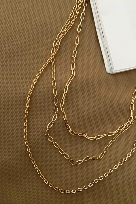 Chain Üçlü Kolye Gold