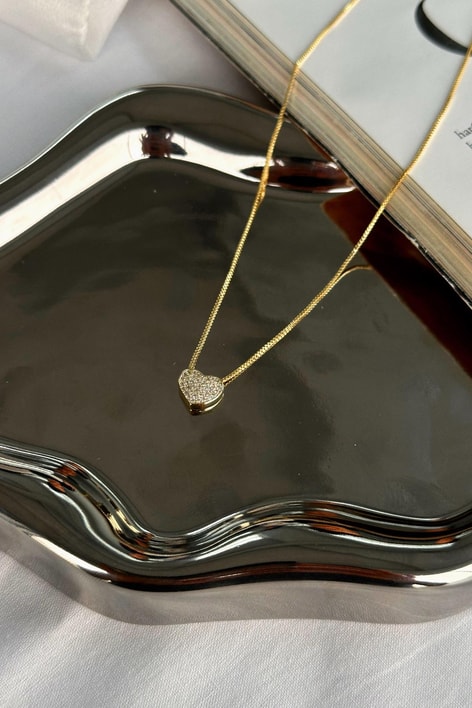 Parıltı Kalpli Kolye Gold