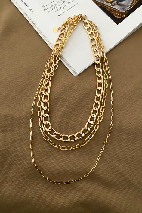 Üçlü Chain Kolye Gold