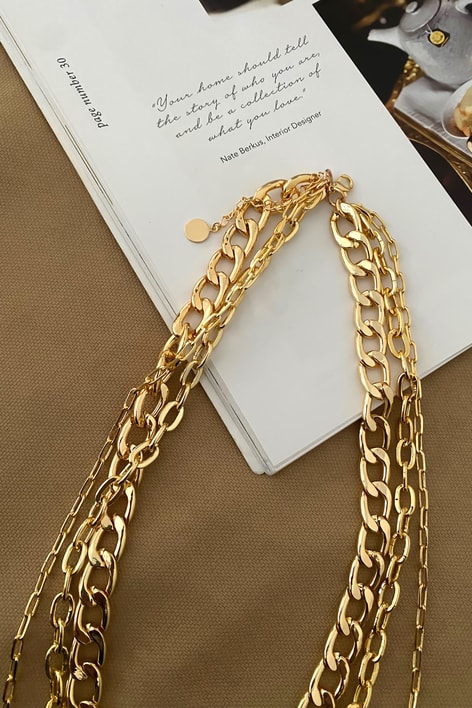 Üçlü Chain Kolye Gold