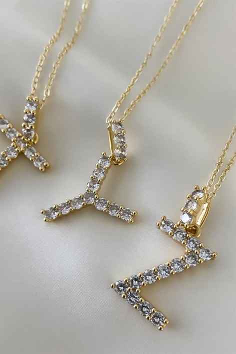 Z Harfli Taşlı Kolye Gold