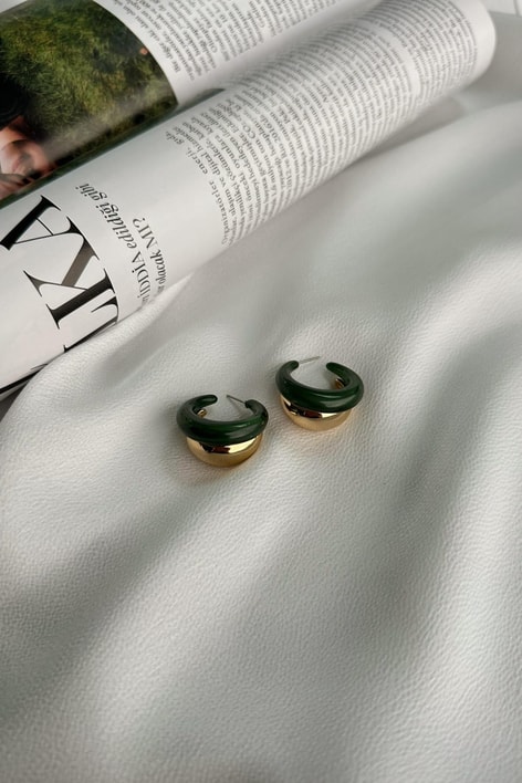 Gold Blomblu Küpe Zümrüt Yeşili