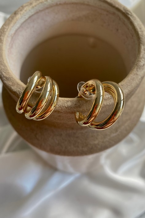 İç İçe Geçmeli Halka Küpe Gold