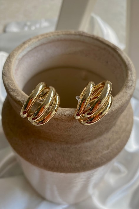 İç İçe Geçmeli Halka Küpe Gold
