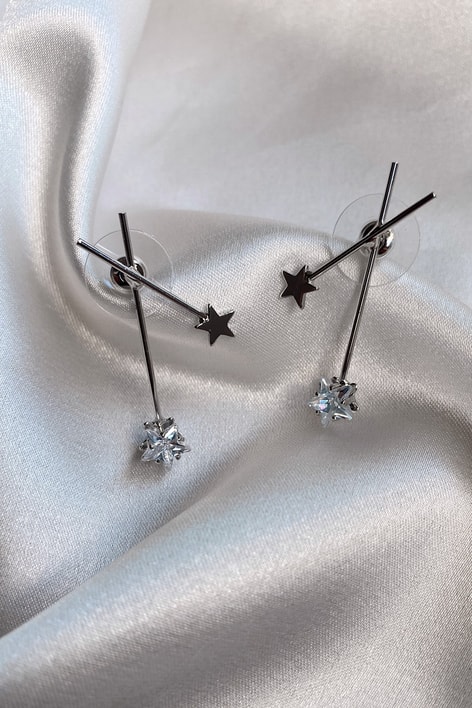 Stars Dikey Küpe Gümüş