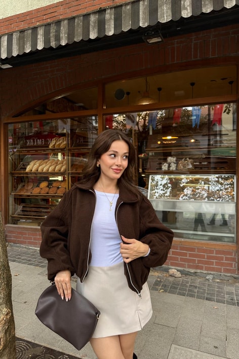 Bel Lastik Bomber Mont Acı Kahve