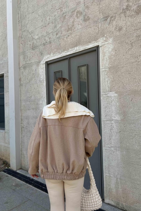 Beli Lastikli Kaşe mont Vizon