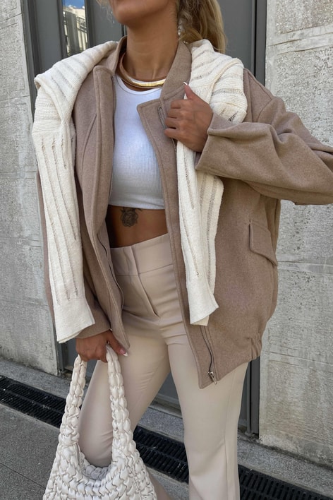 Beli Lastikli Kaşe mont Vizon