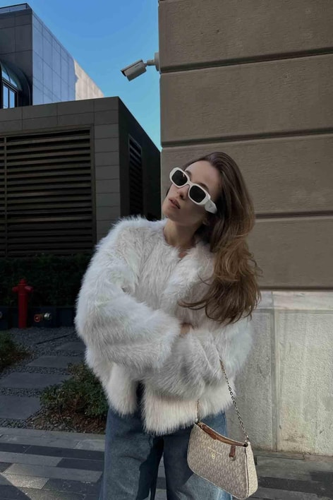 Chic Suni Kürk Beyaz