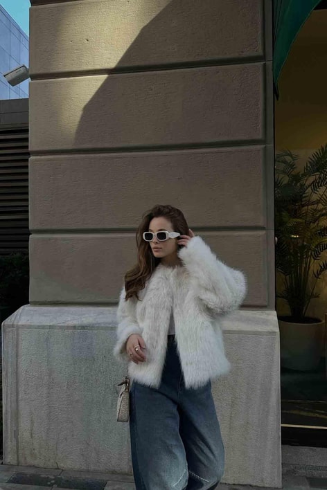 Chic Suni Kürk Beyaz