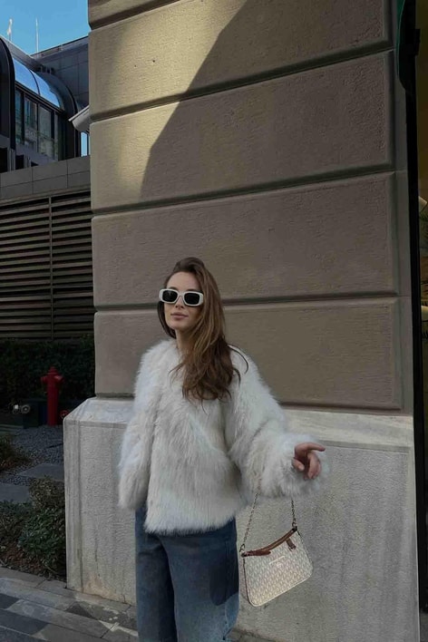 Chic Suni Kürk Beyaz