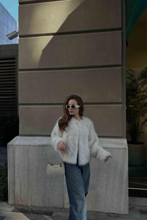 Chic Suni Kürk Beyaz