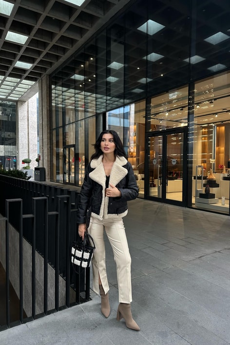 Hafif Paraşüt Kürklü Mont Siyah