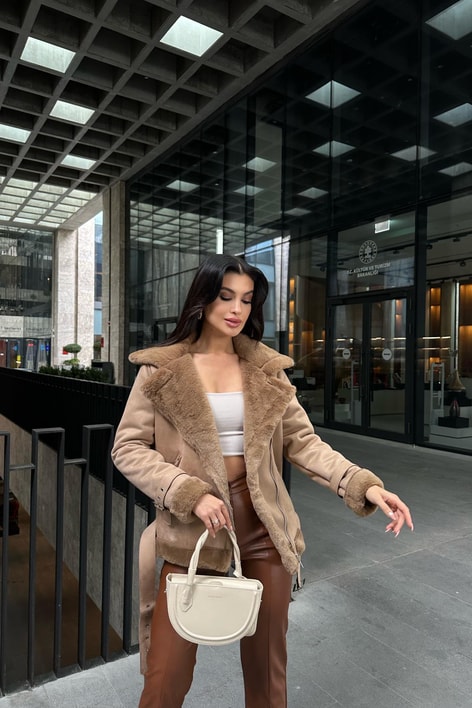 İçi Kürklü Biker Mont Vizon