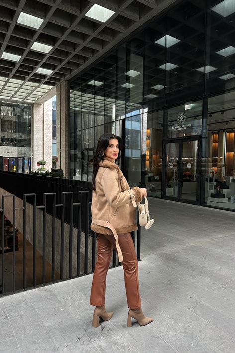 İçi Kürklü Biker Mont Vizon