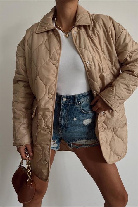 Kapitone Cep Detay Mont Camel