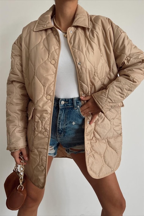 Kapitone Cep Detay Mont Camel