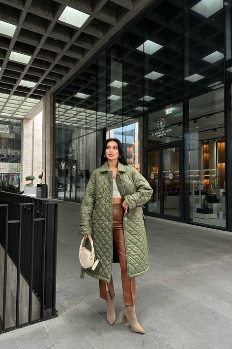 Kapitone Kemerli Maxi Mont Haki