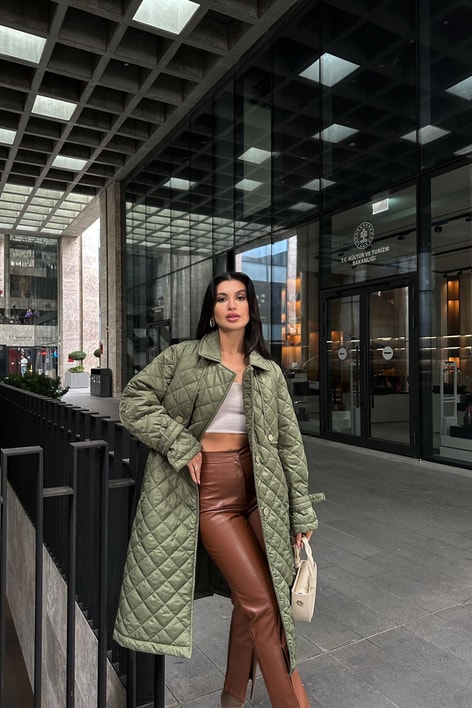 Kapitone Kemerli Maxi Mont Haki