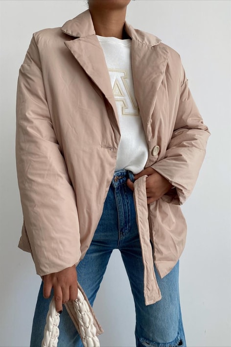 Kuşaklı Premium Şişme Mont Camel