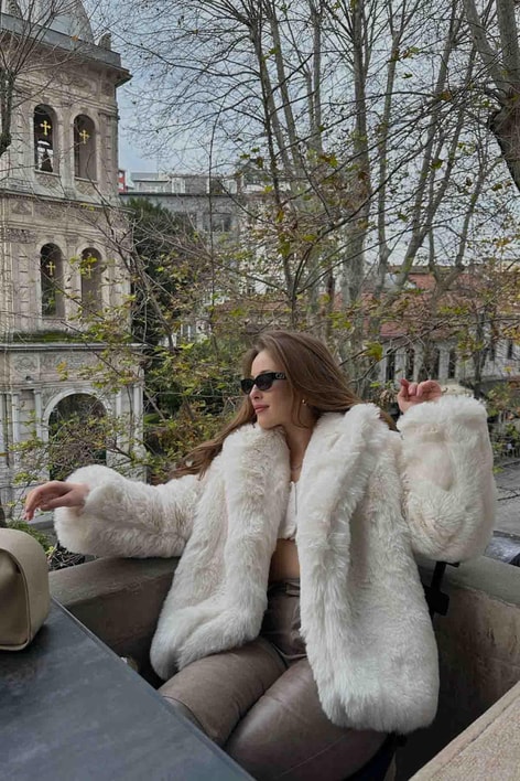 Luxury Suni Kürk Krem