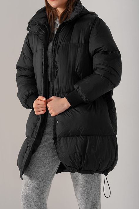 Oversize Kapüşonlu Mont Siyah