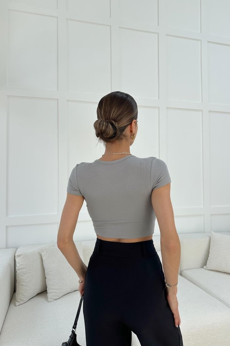 Modal Crop Top Gri