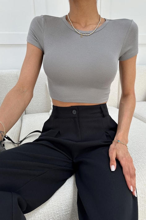 Modal Crop Top Gri