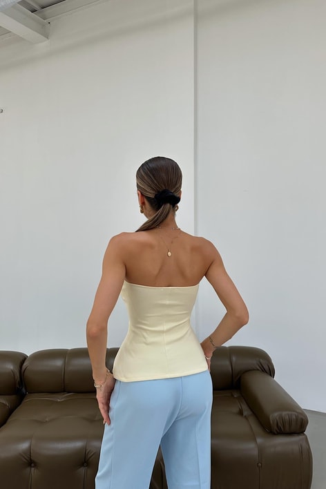 Straplez Top Sarı