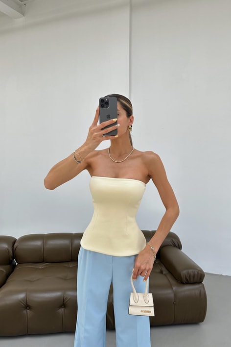 Straplez Top Sarı