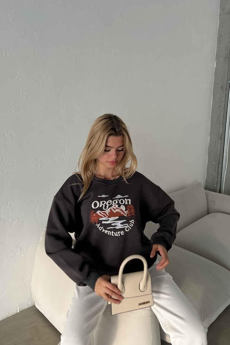Oregon Nakışlı Sweatshirt Antrasit