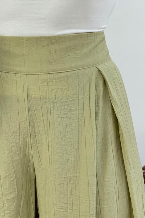 Asimetrik Bol Paça Pantolon Fıstık Yeşili