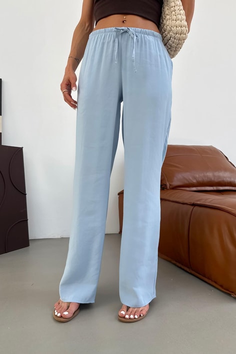 Asimetrik Bol Paça Pantolon Mavi
