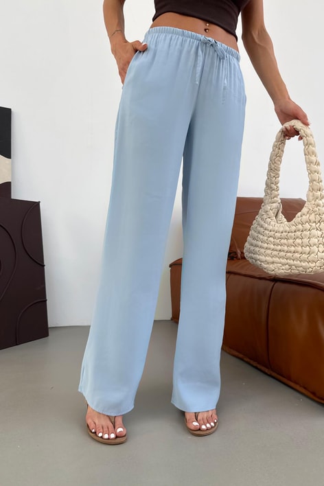 Asimetrik Bol Paça Pantolon Mavi