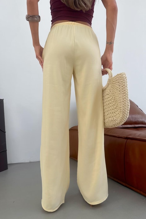 Asimetrik Bol Paça Pantolon Sarı