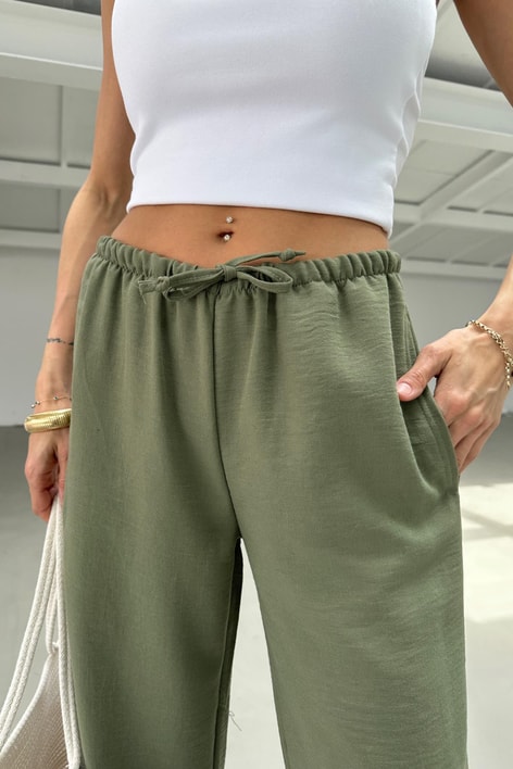 Bağcıklı Pantolon Haki