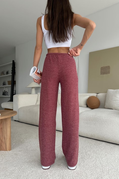 Bağcıklı Triko Pantolon Bordo