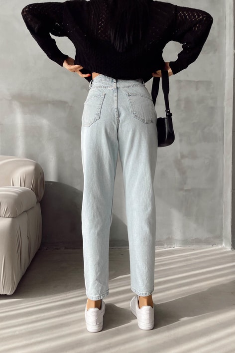 Basic Mom Jean Buz Mavi