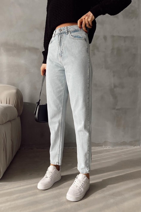 Basic Mom Jean Buz Mavi