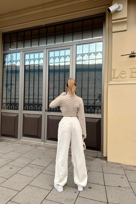 Basic Paraşüt Pantolon Krem