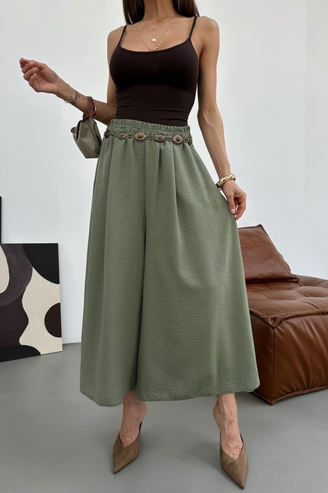 Beli Lastik Geniş Paça Pantolon Haki