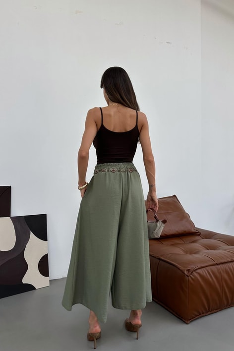 Beli Lastik Geniş Paça Pantolon Haki