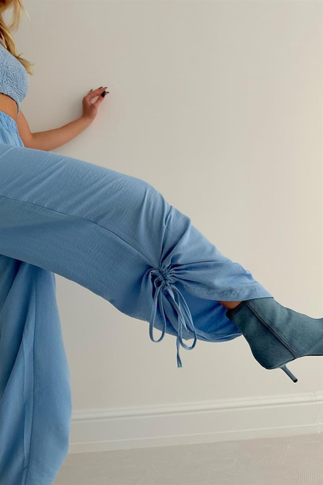 Büzgülü Summer Pantolon Bebe Mavi