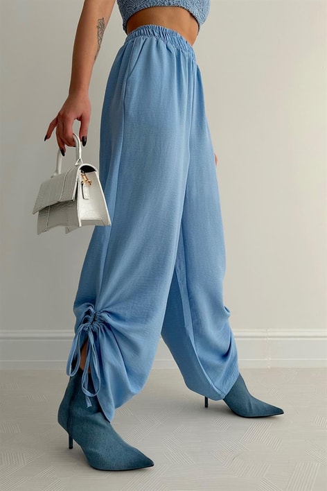 Büzgülü Summer Pantolon Bebe Mavi