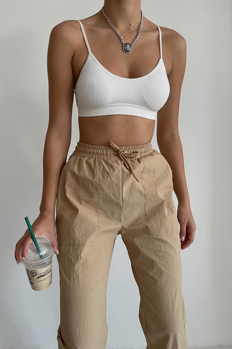 Cep Detay Jogger Pantolon Camel