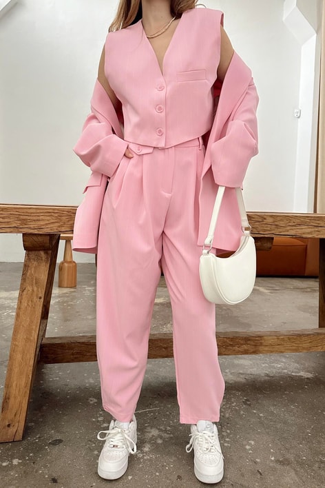 Çizgili Pantolon Pembe