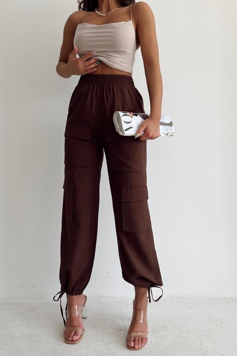 Çok Cepli Jogger Pantolon Kahve