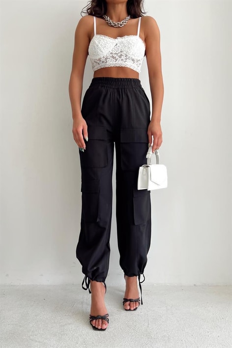 Çok Cepli Jogger Pantolon Siyah
