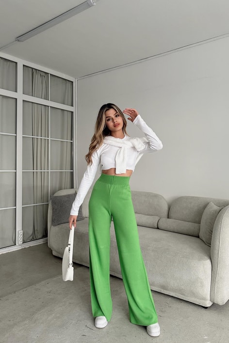 Color Triko Pantolon Fıstık Yeşili