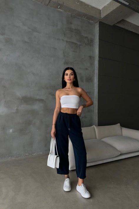 Dikiş Detay Şalvar Pantolon Lacivert